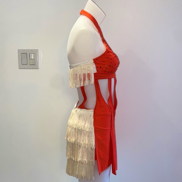 NWT* Orange & Cream Sparkle Fringe Dress - Picture 5 of 8